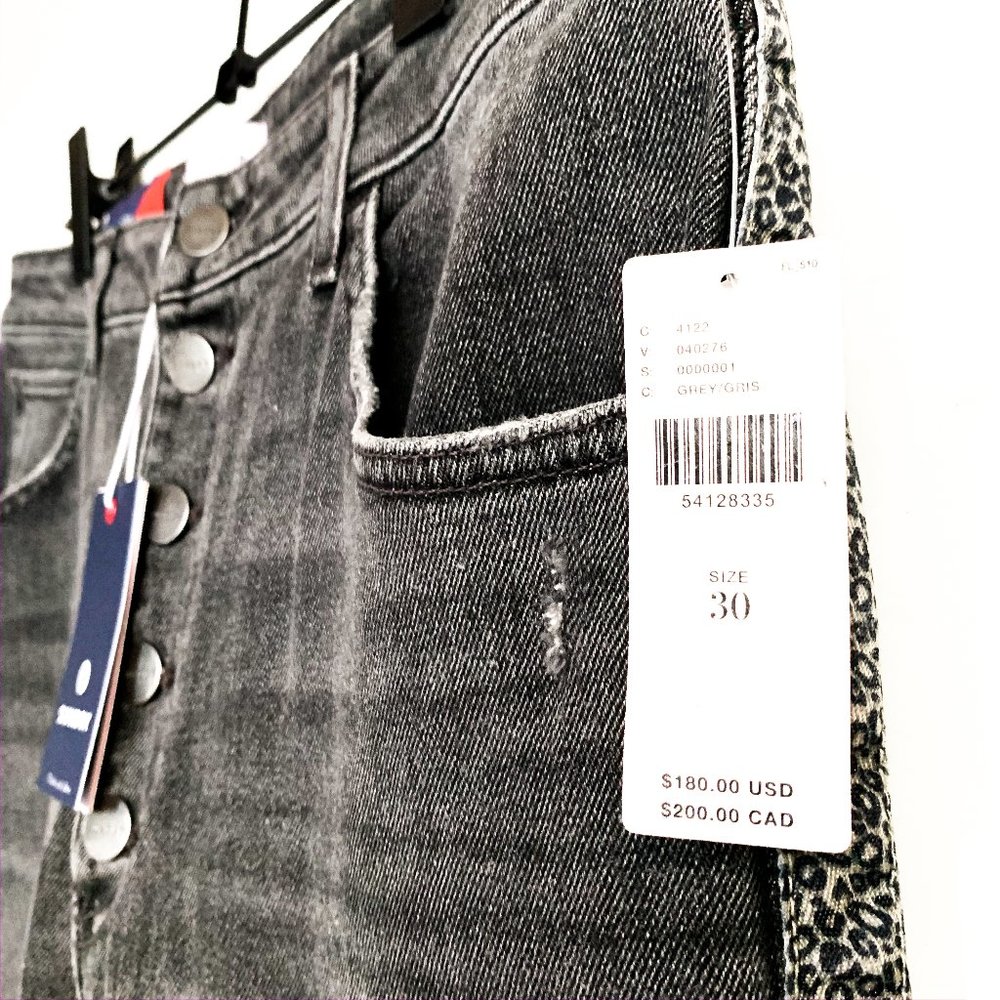 NWT anthro leopard-trimmed high rise straight jean - Picture 4 of 12